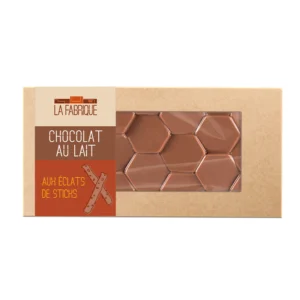 Plaque de chocolat lait & éclats de sticks