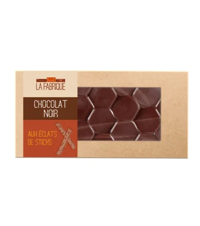Plaque de chocolat noir & éclats de sticks