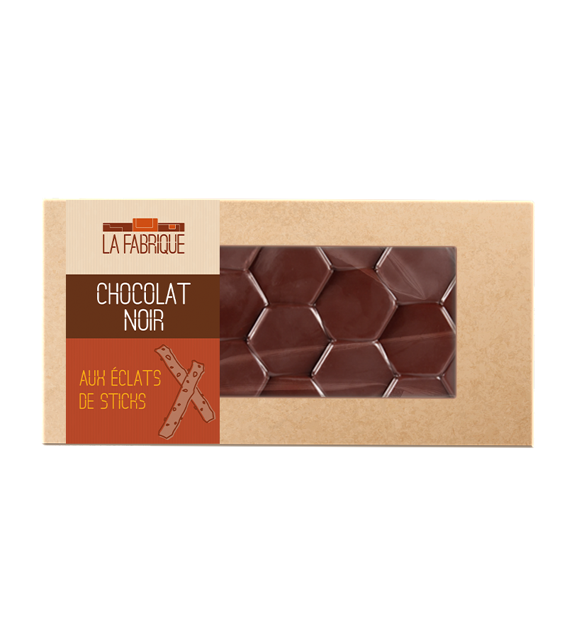 Plaque de chocolat noir & éclats de sticks
