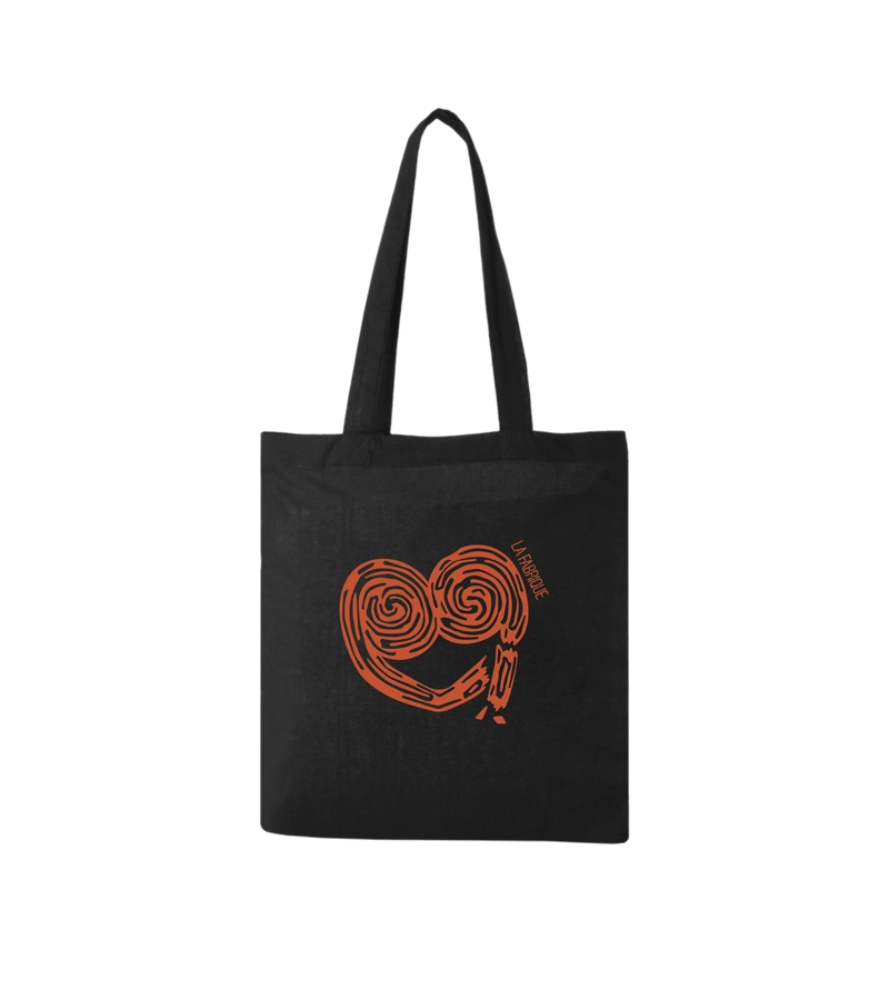 Sac en coton marqué d'un palmier en forme de coeur et du logo La Fabrique